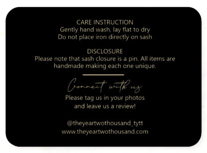 a black and gold card with the words care instruction