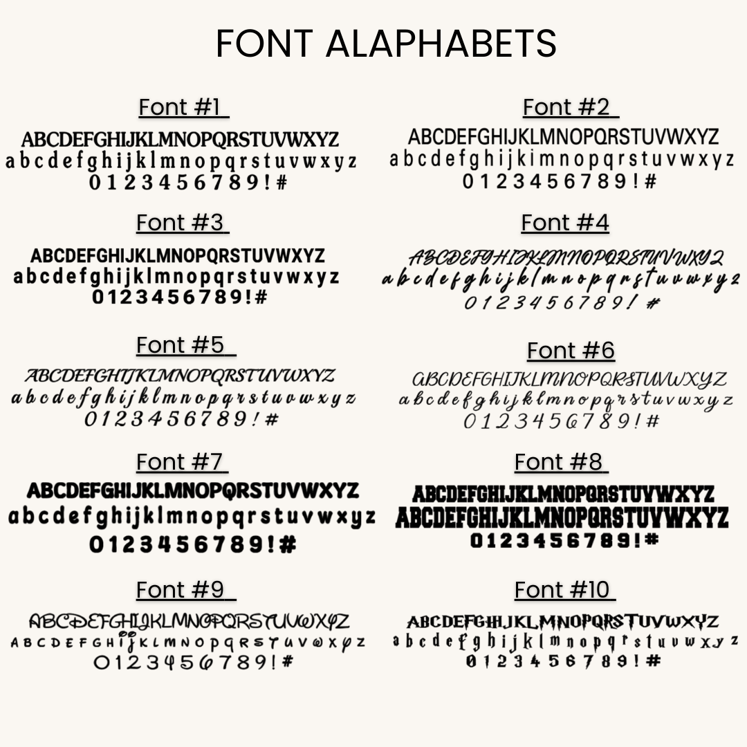 a set of different font and numbers